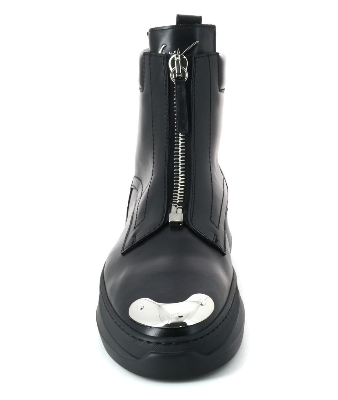 GIUSEPPE ZANOTTI DESIGN Черные кожаные низкие ботинки, фото 4