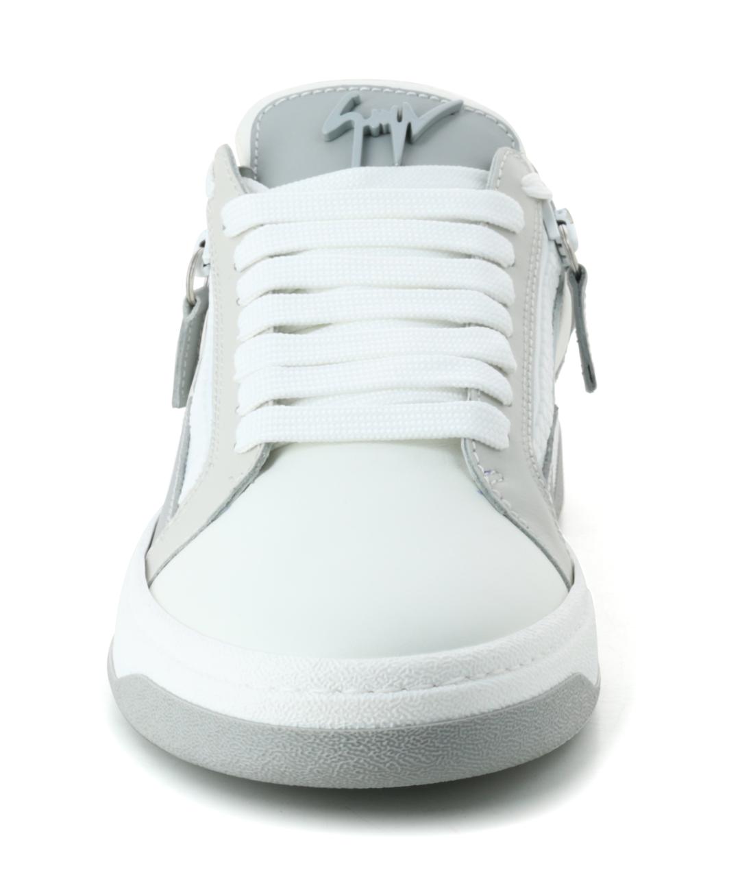 GIUSEPPE ZANOTTI DESIGN Белые кожаные низкие кроссовки / кеды, фото 4