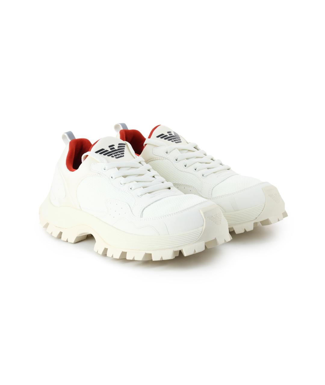 EMPORIO ARMANI Белые кожаные низкие кроссовки / кеды, фото 2