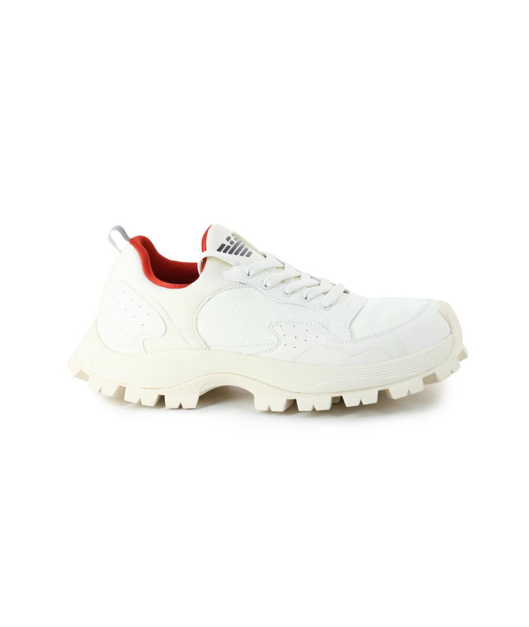 EMPORIO ARMANI Белые кожаные низкие кроссовки / кеды, фото 1
