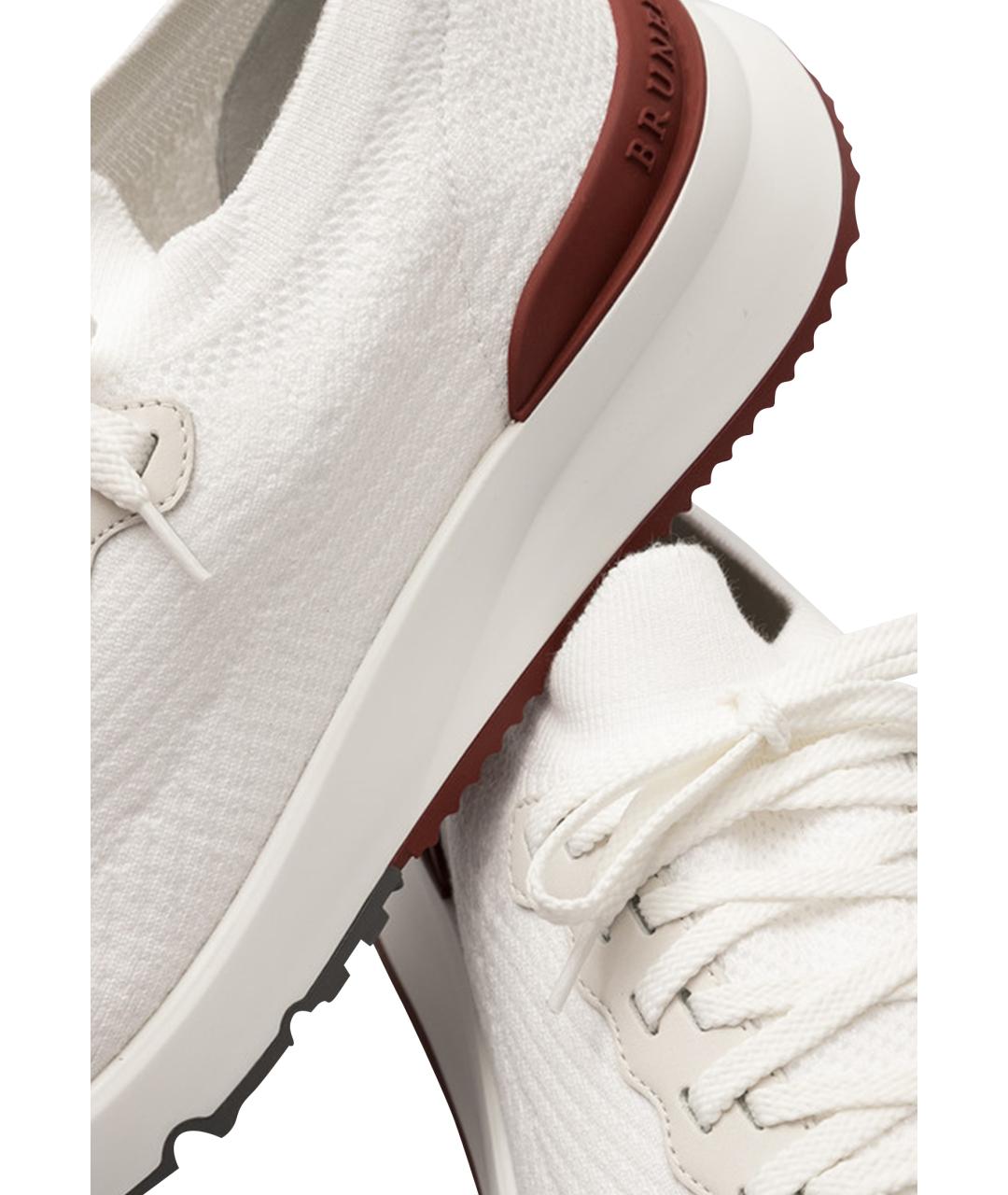 BRUNELLO CUCINELLI Белые текстильные низкие кроссовки / кеды, фото 4