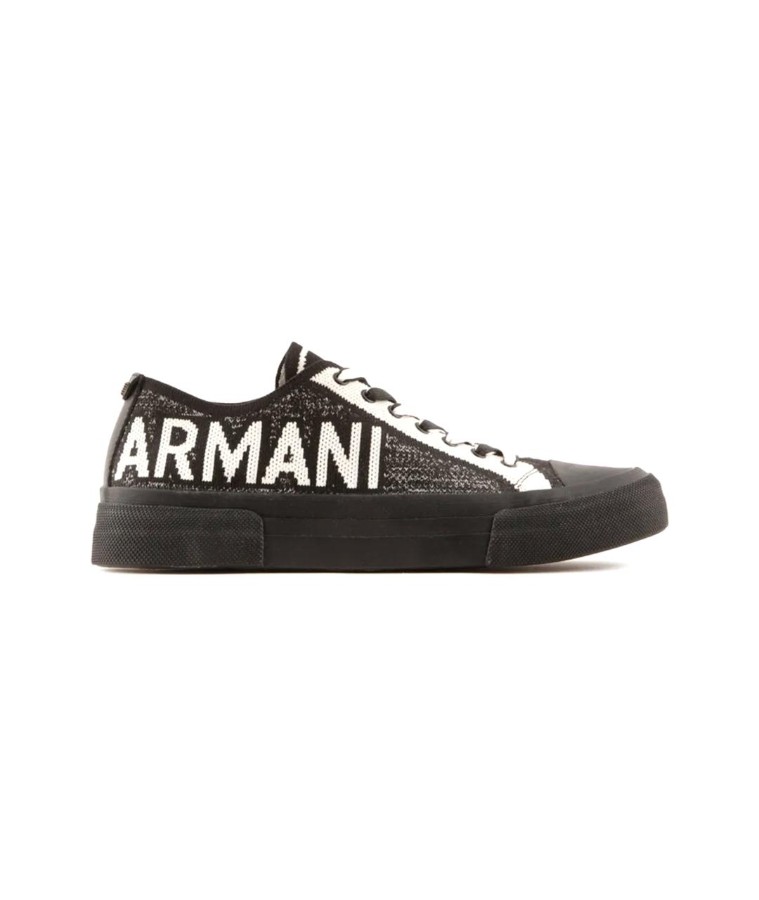 EMPORIO ARMANI Черные текстильные низкие кроссовки / кеды, фото 1