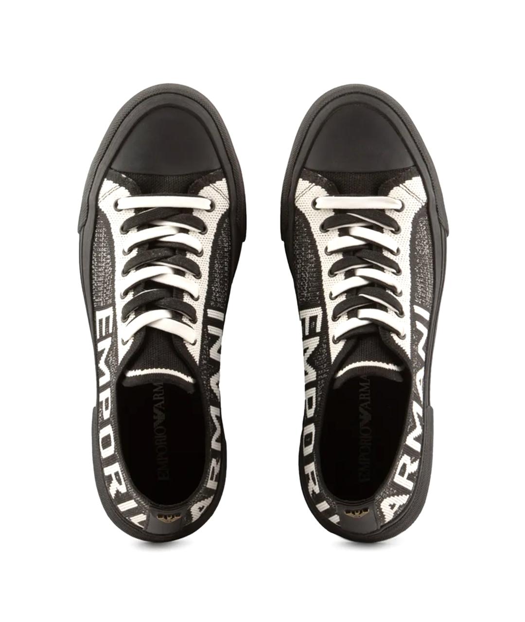 EMPORIO ARMANI Черные текстильные низкие кроссовки / кеды, фото 4