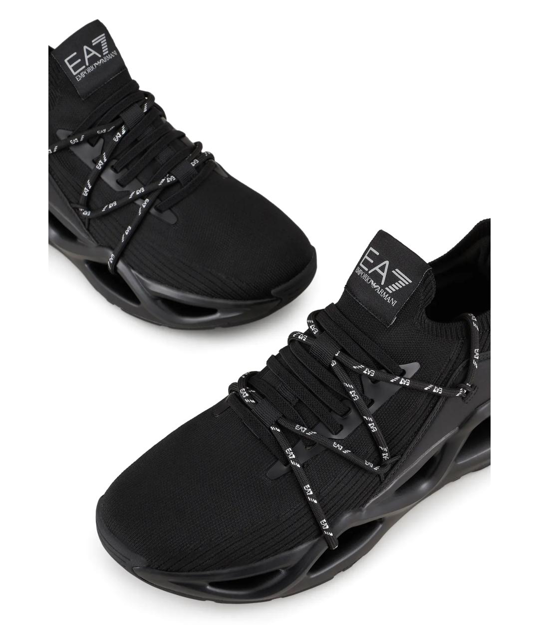 EA7 Черные текстильные низкие кроссовки / кеды, фото 4