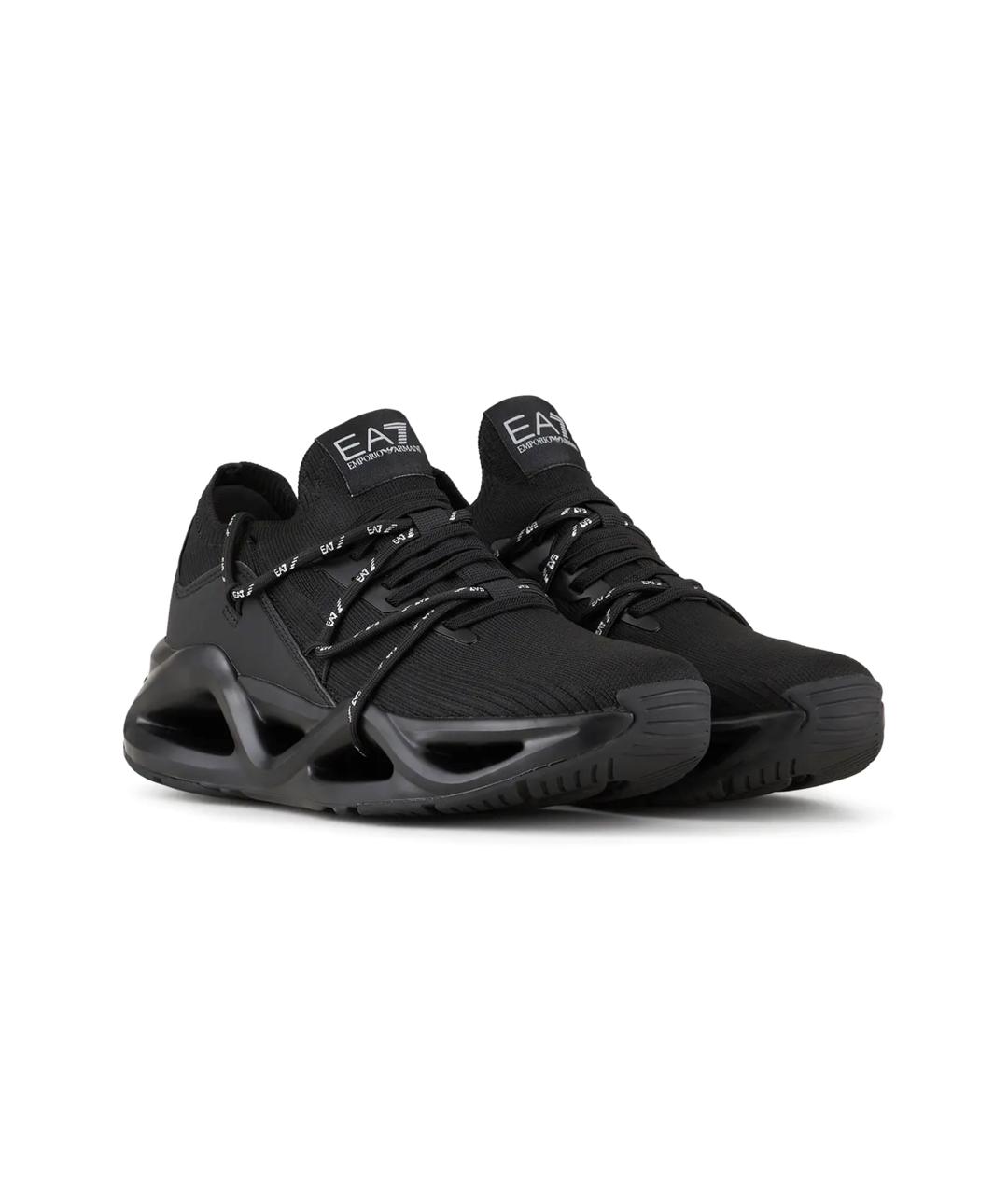 EA7 Черные текстильные низкие кроссовки / кеды, фото 2