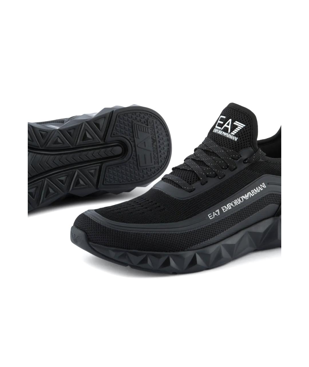 EA7 Черные текстильные низкие кроссовки / кеды, фото 2