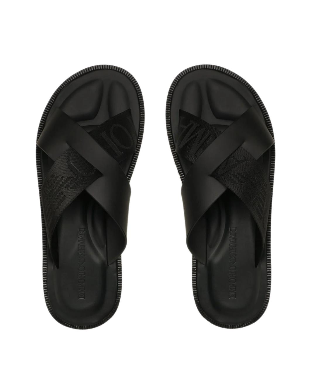 EMPORIO ARMANI Черные кожаные сандалии, фото 4