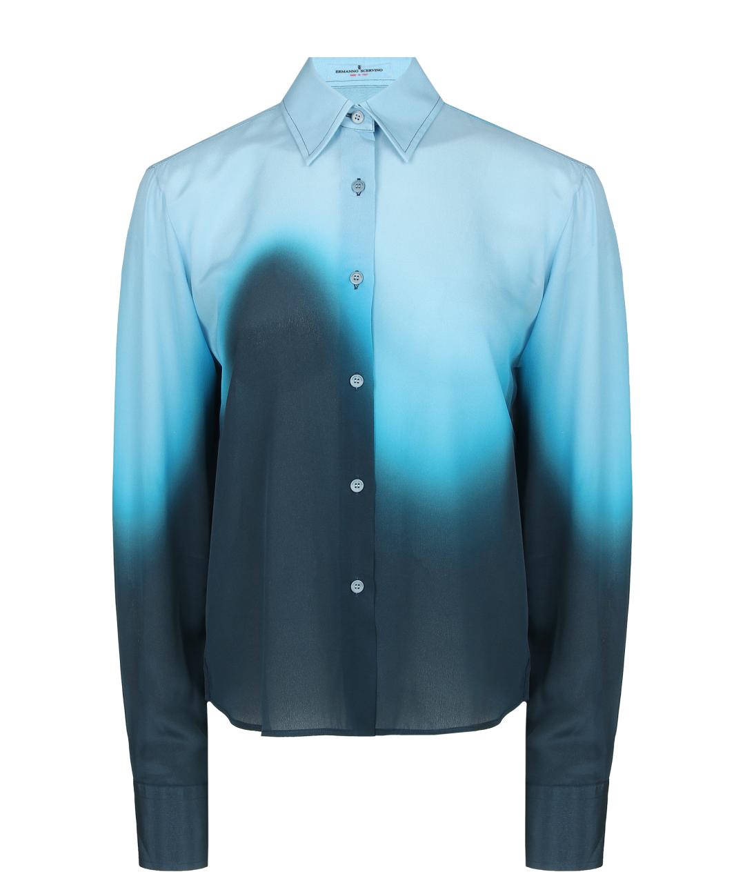 ERMANNO SCERVINO Голубая шелковая рубашка, фото 1