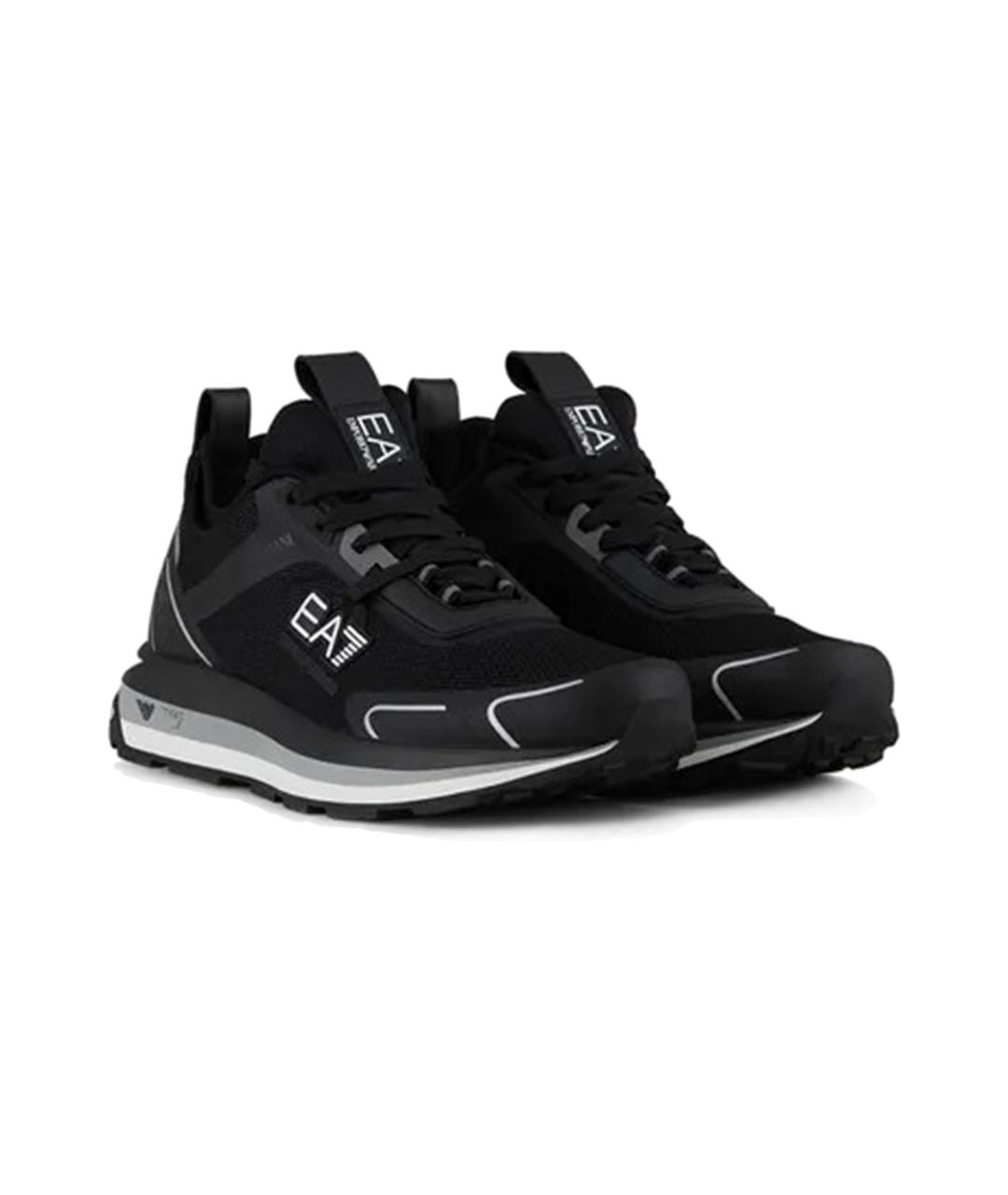 EA7 Черные синтетические низкие кроссовки / кеды, фото 2