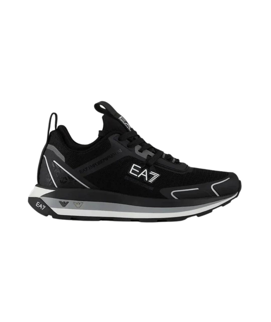 EA7 Черные синтетические низкие кроссовки / кеды, фото 1