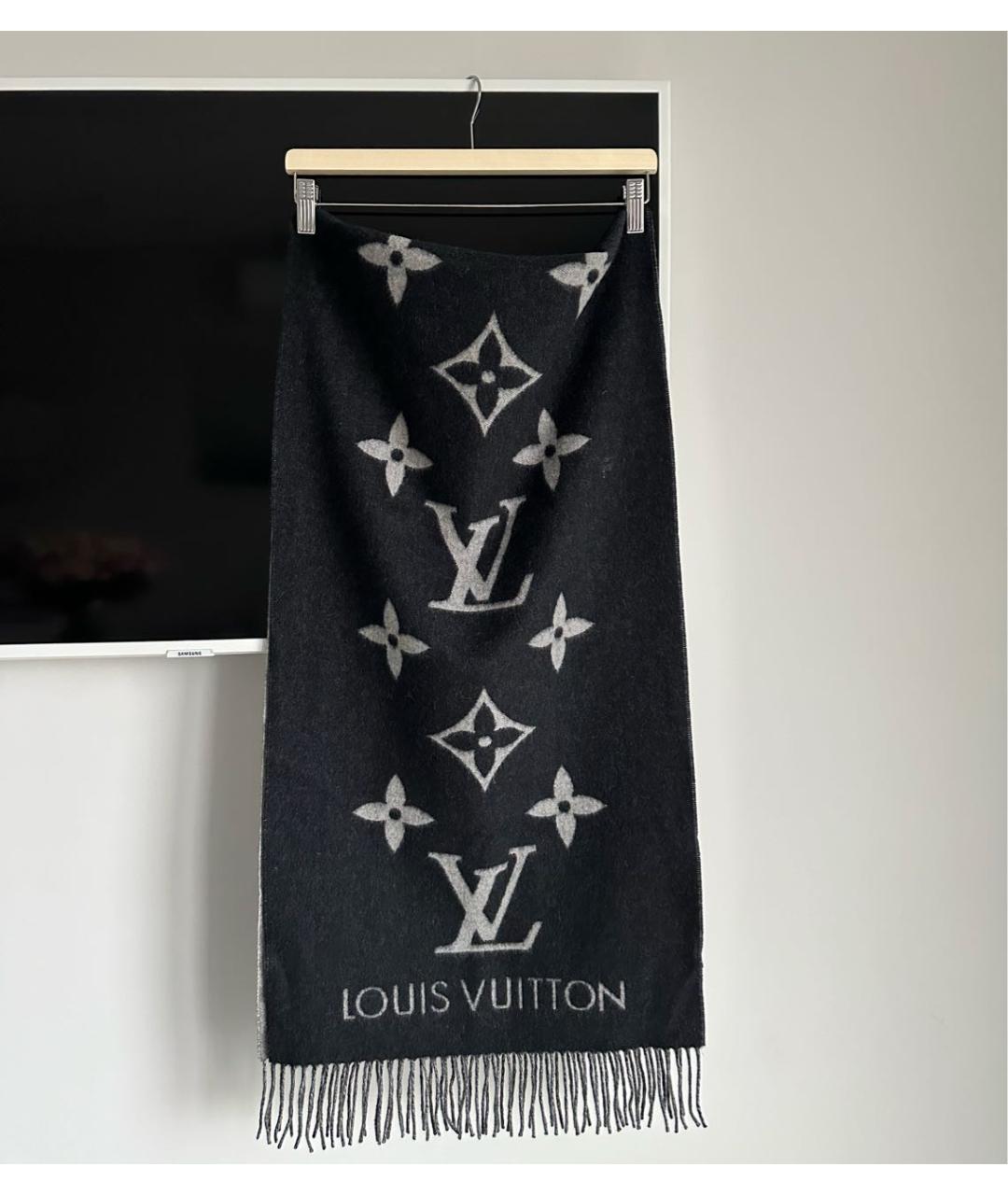 LOUIS VUITTON PRE-OWNED Черный шерстяной шарф, фото 8