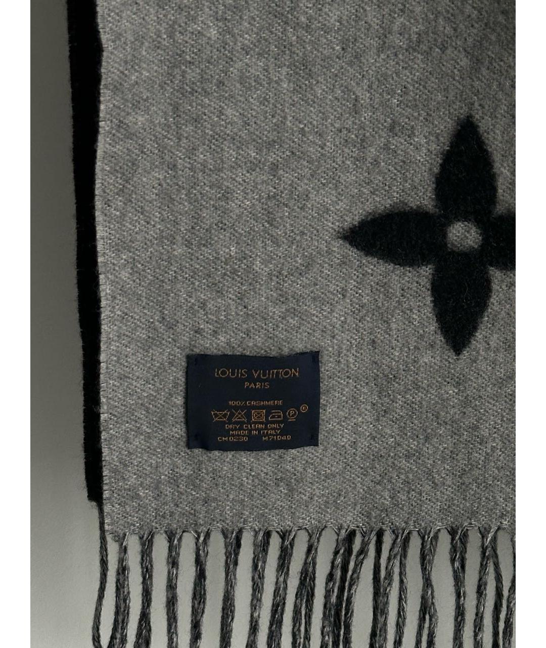LOUIS VUITTON PRE-OWNED Черный шерстяной шарф, фото 4