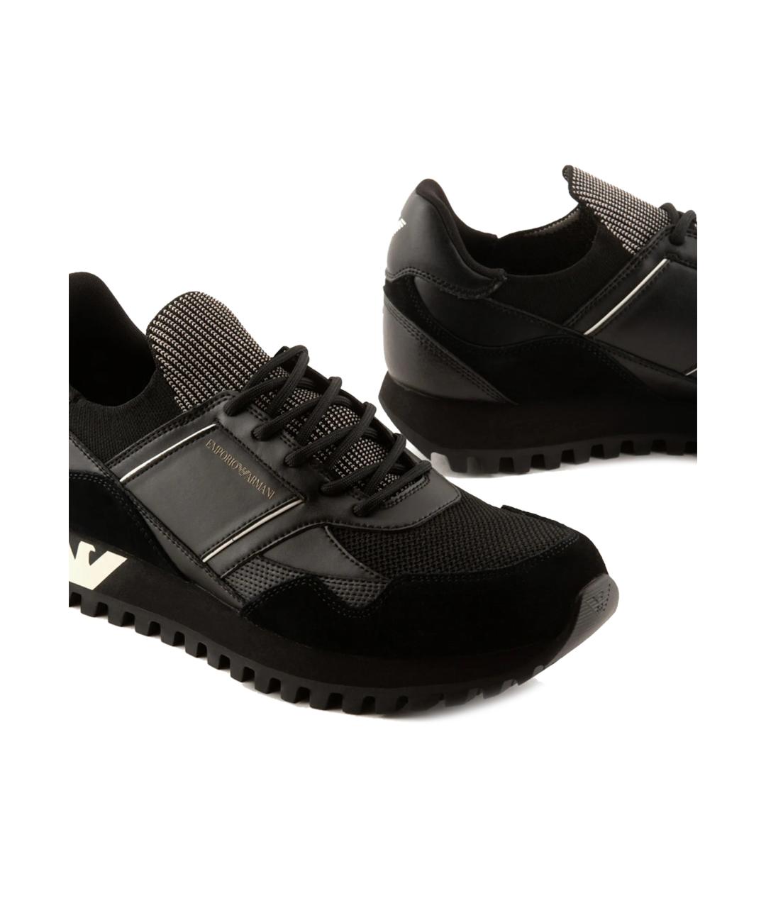EMPORIO ARMANI Черные синтетические низкие кроссовки / кеды, фото 4