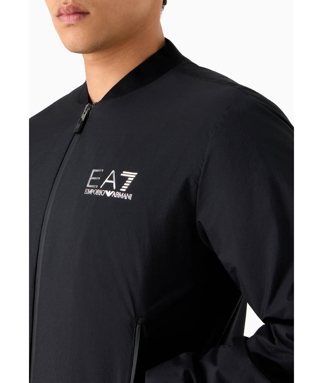 EA7 Черная полиамидовая спортивная куртка, фото 4