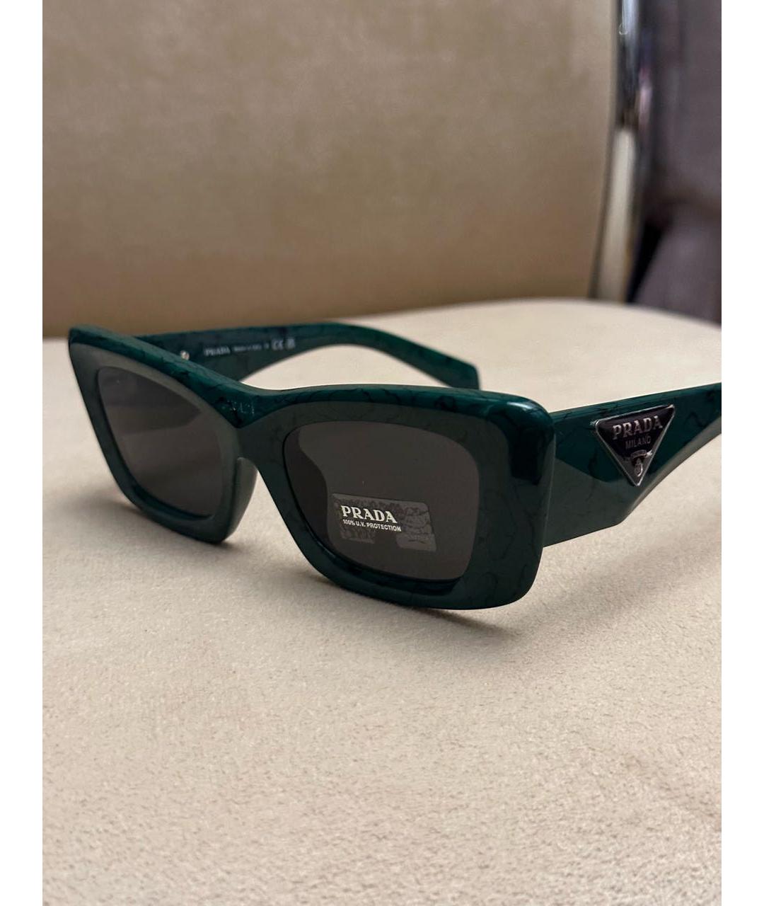 PRADA Зеленые пластиковые солнцезащитные очки, фото 5