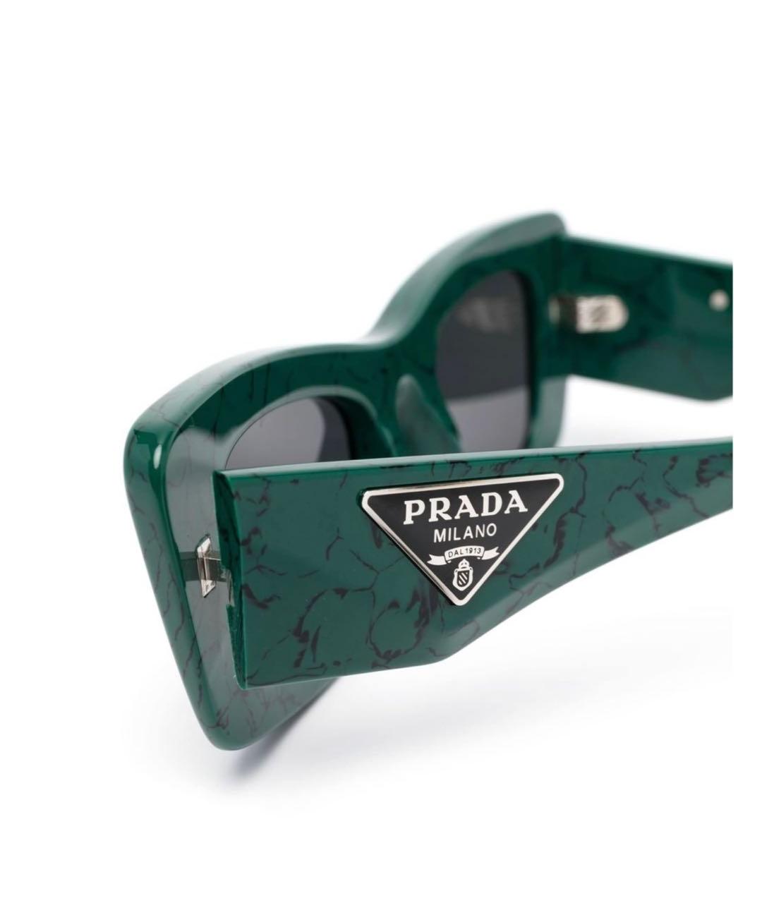 PRADA Зеленые пластиковые солнцезащитные очки, фото 4