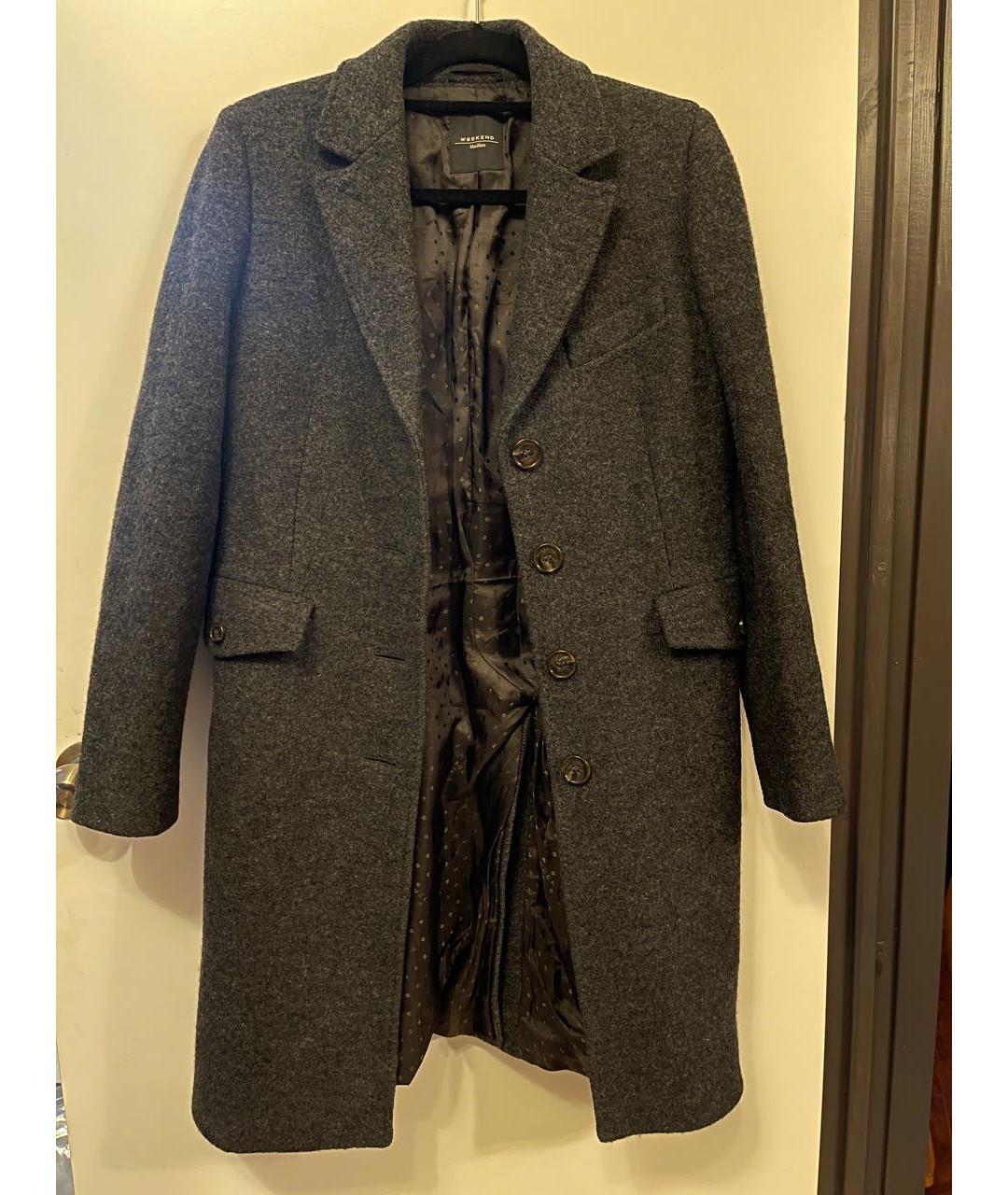 WEEKEND MAX MARA Антрацитовое шерстяное пальто, фото 9