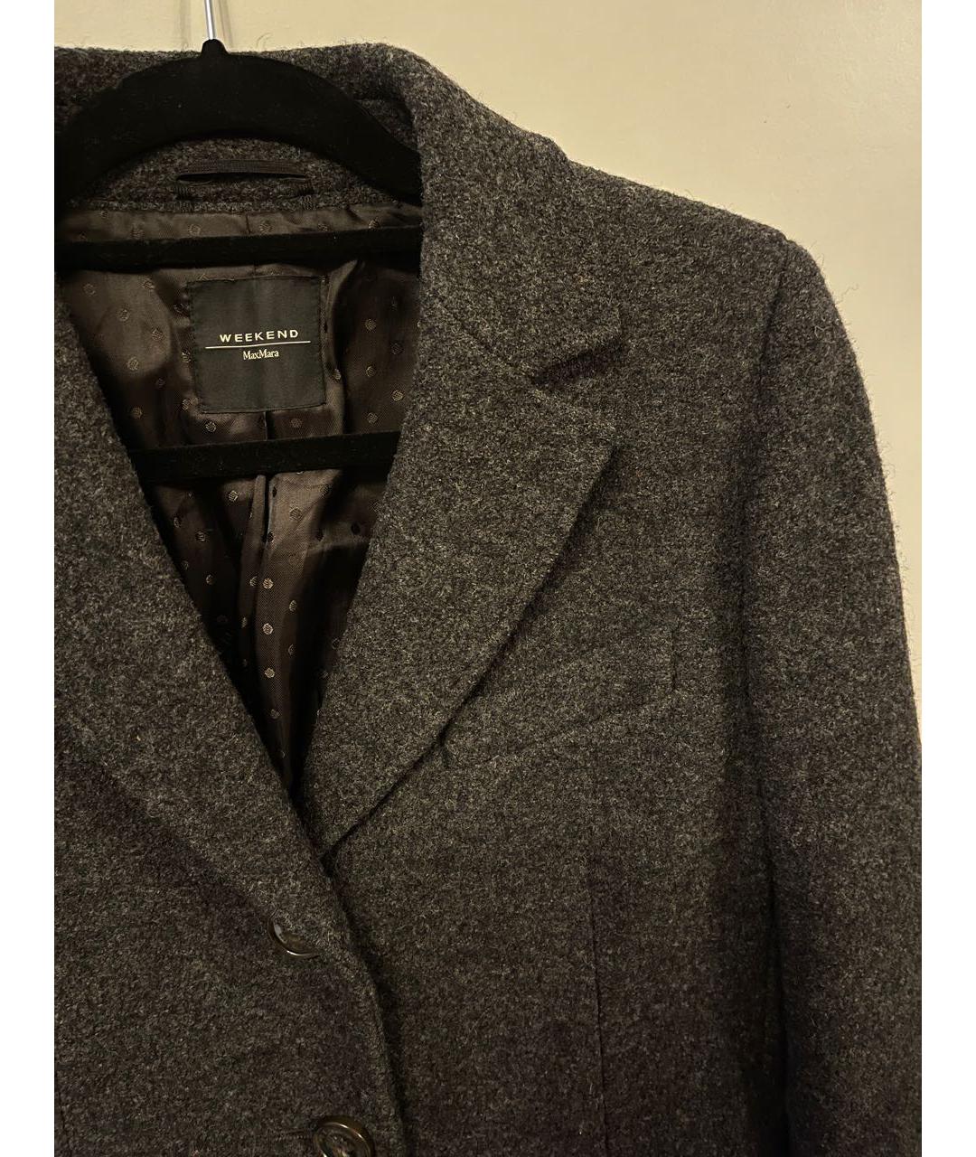 WEEKEND MAX MARA Антрацитовое шерстяное пальто, фото 3