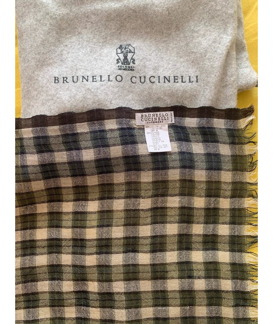 BRUNELLO CUCINELLI Зеленый кашемировый шарф, фото 2