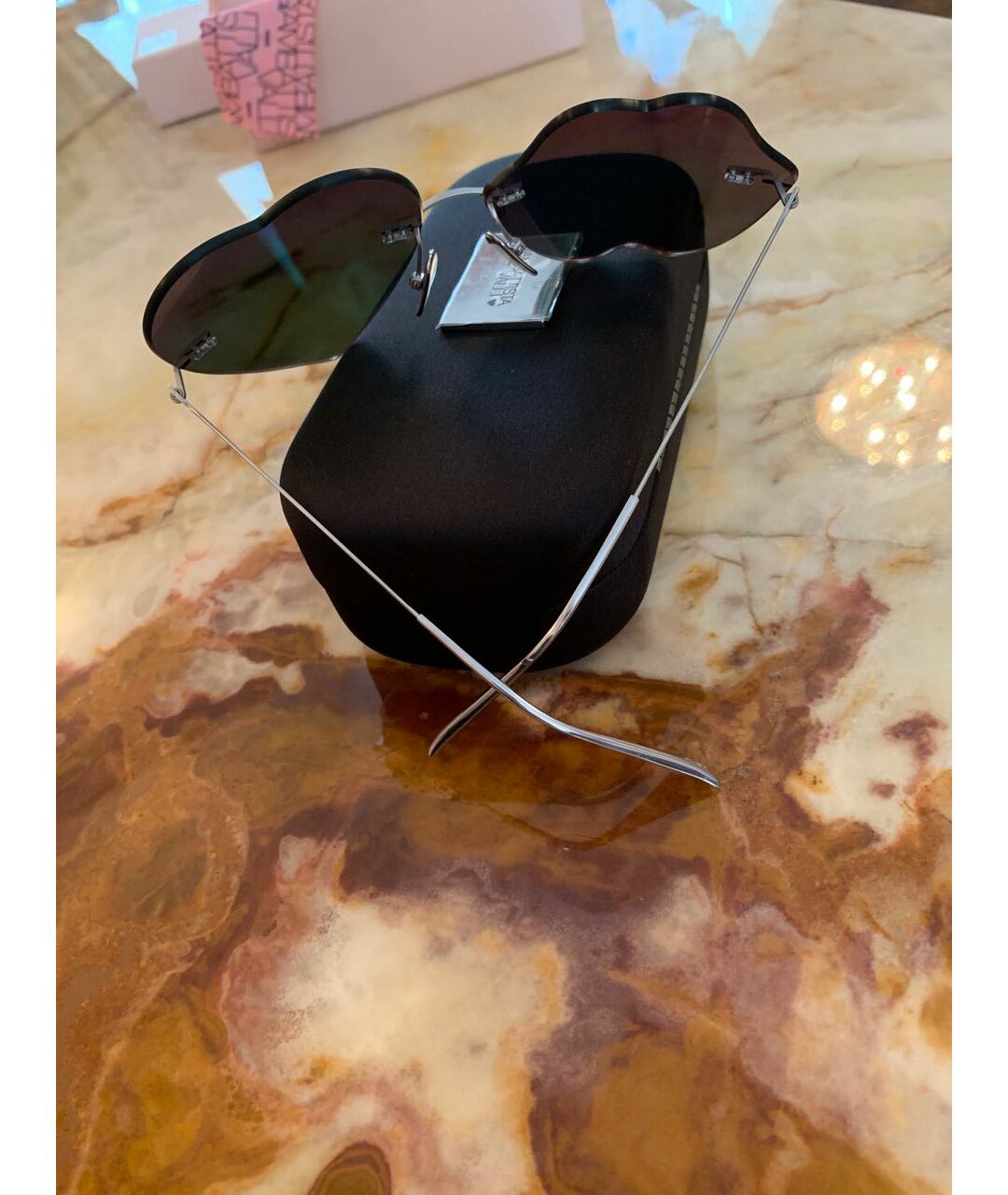 GIAMBATTISTA VALLI Розовые металлические солнцезащитные очки, фото 8