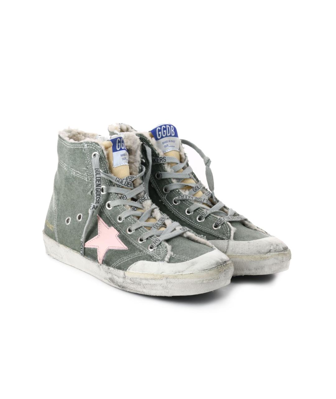 GOLDEN GOOSE DELUXE BRAND Зеленые текстильные кеды, фото 2