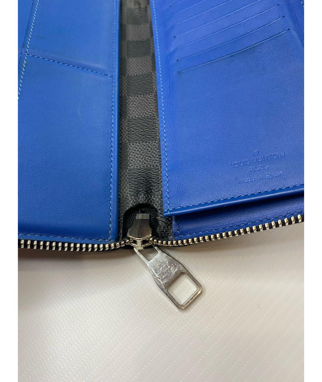 LOUIS VUITTON Темно-синий кожаный кошелек, фото 8