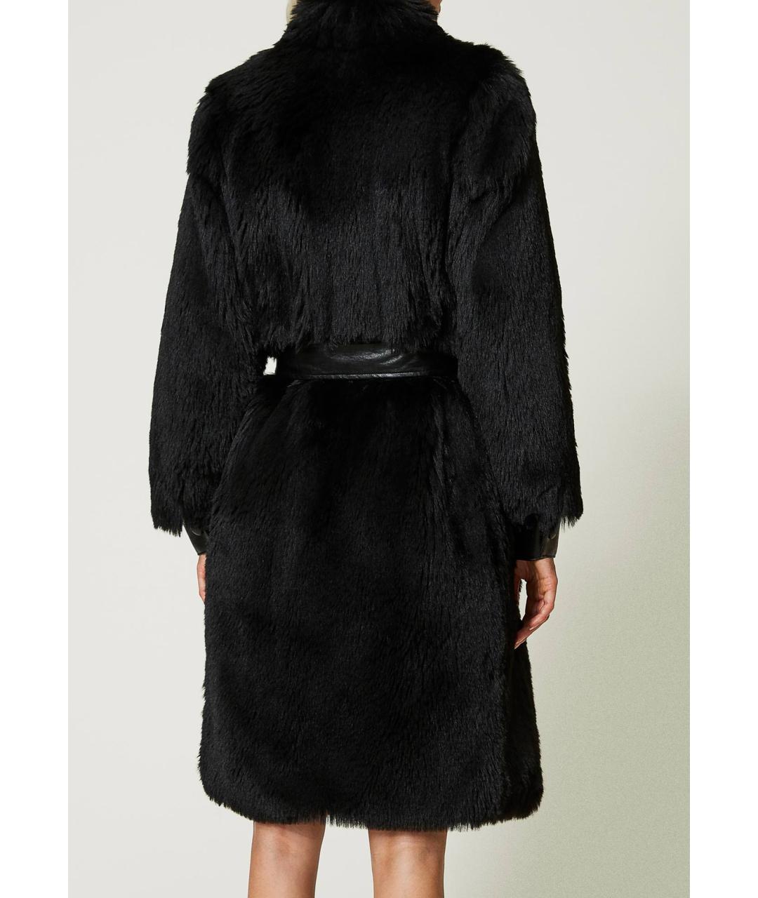 TWIN-SET Черное полиэстеровое пальто, фото 3