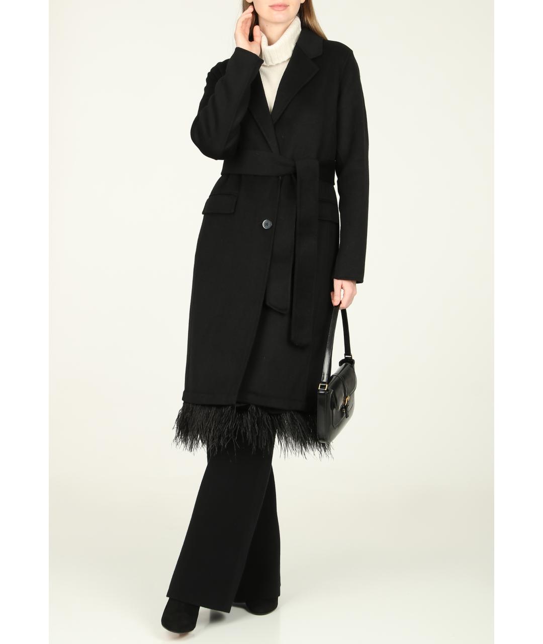 TWIN-SET Черное полиэстеровое пальто, фото 2