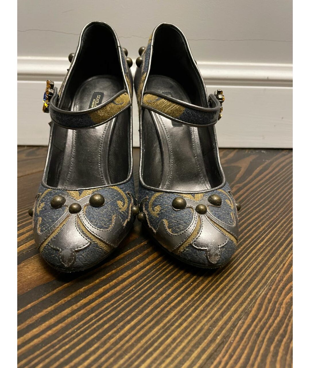 DOLCE&GABBANA Серебряные текстильные туфли, фото 2