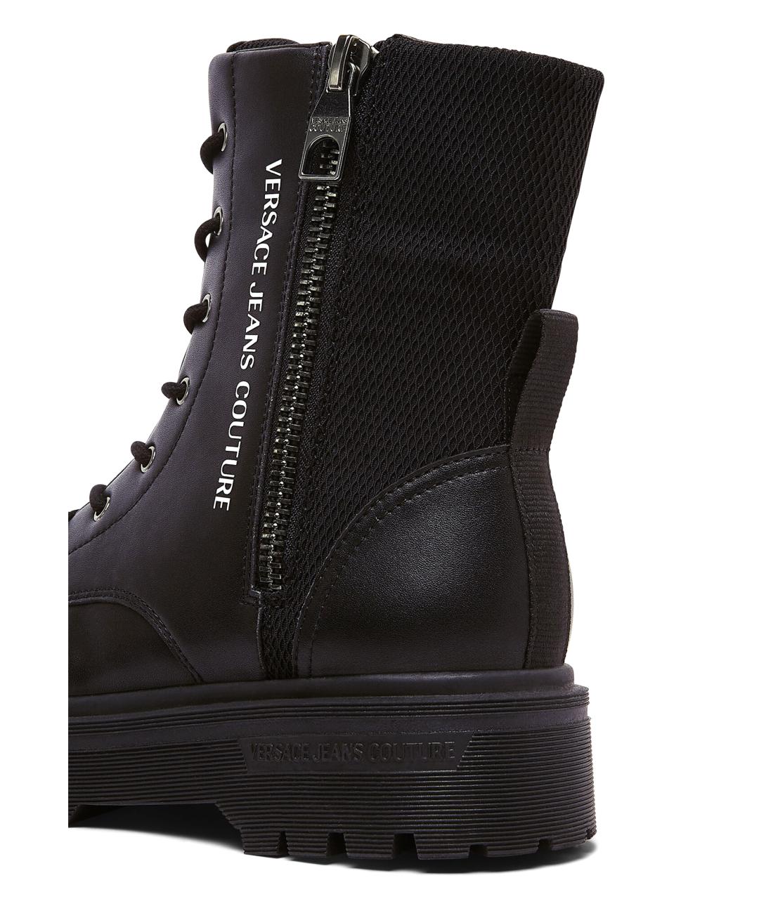 VERSACE JEANS COUTURE Черные кожаные высокие ботинки, фото 3