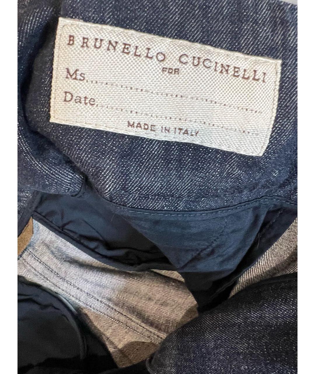 BRUNELLO CUCINELLI Темно-синие хлопковые прямые брюки, фото 6