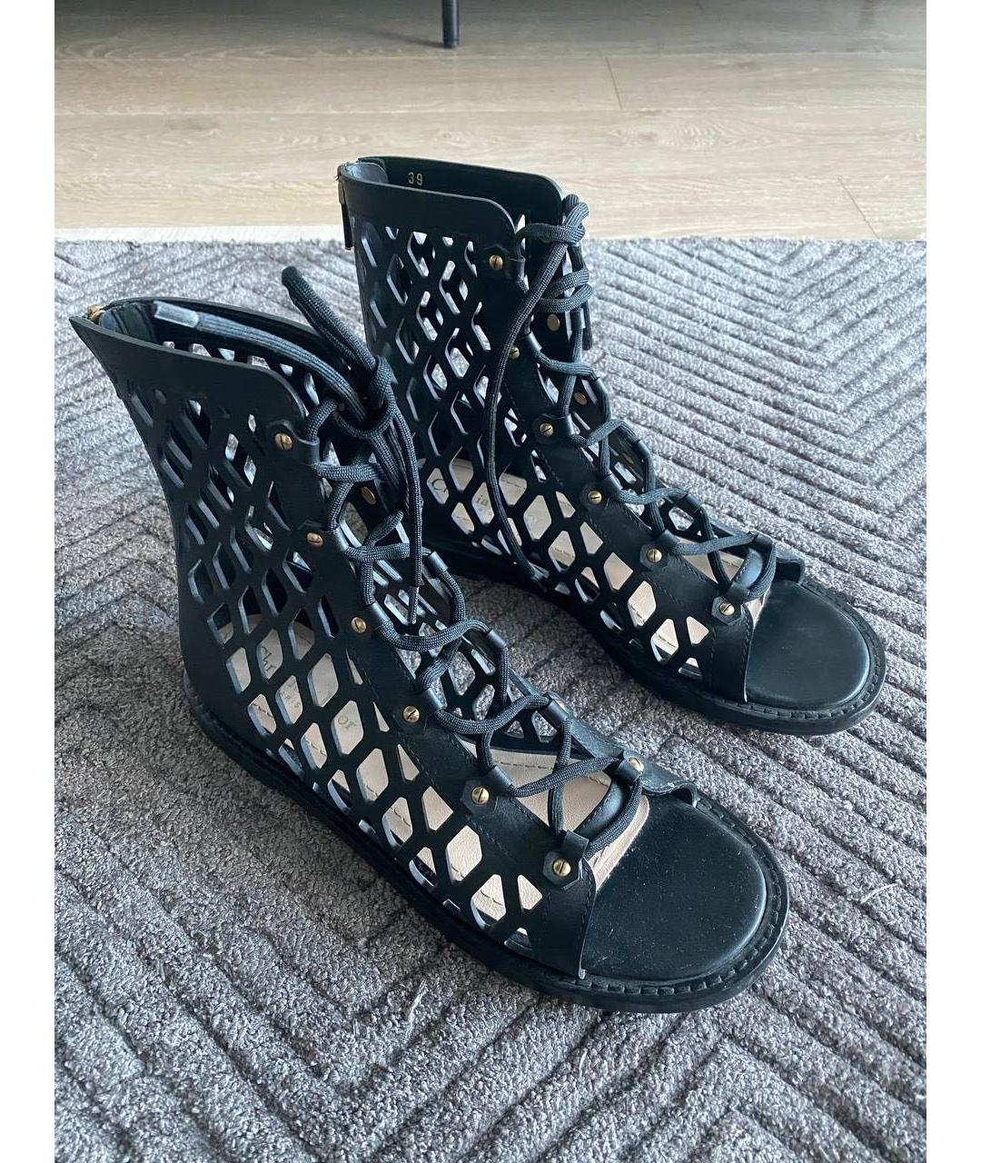 CHRISTIAN DIOR Черные кожаные сандалии, фото 4