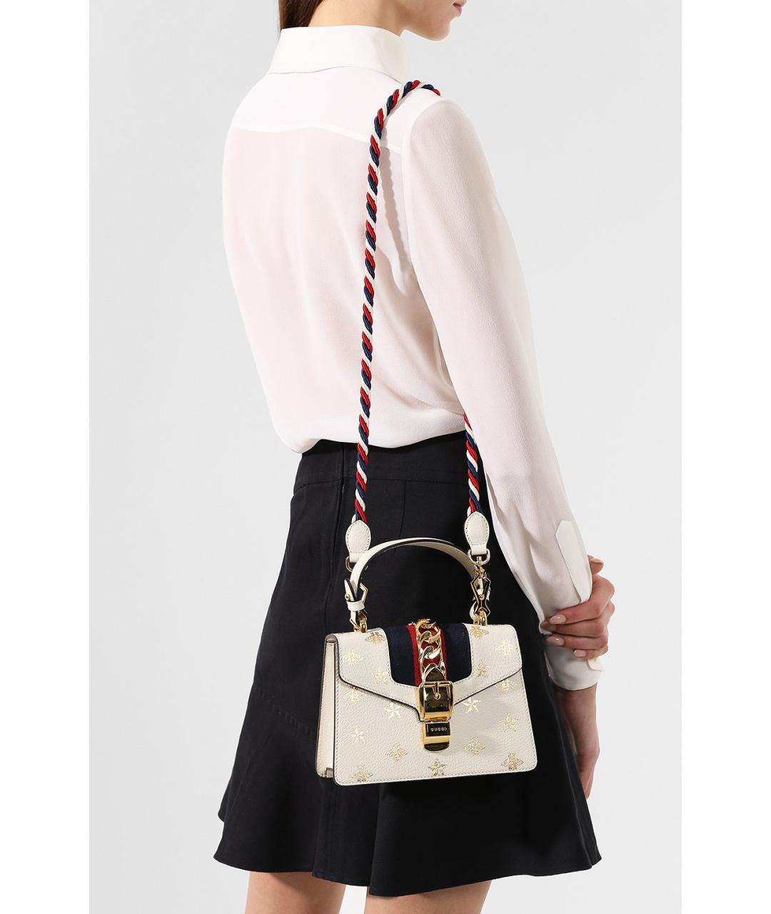 GUCCI Бежевая кожаная сумка с короткими ручками, фото 4