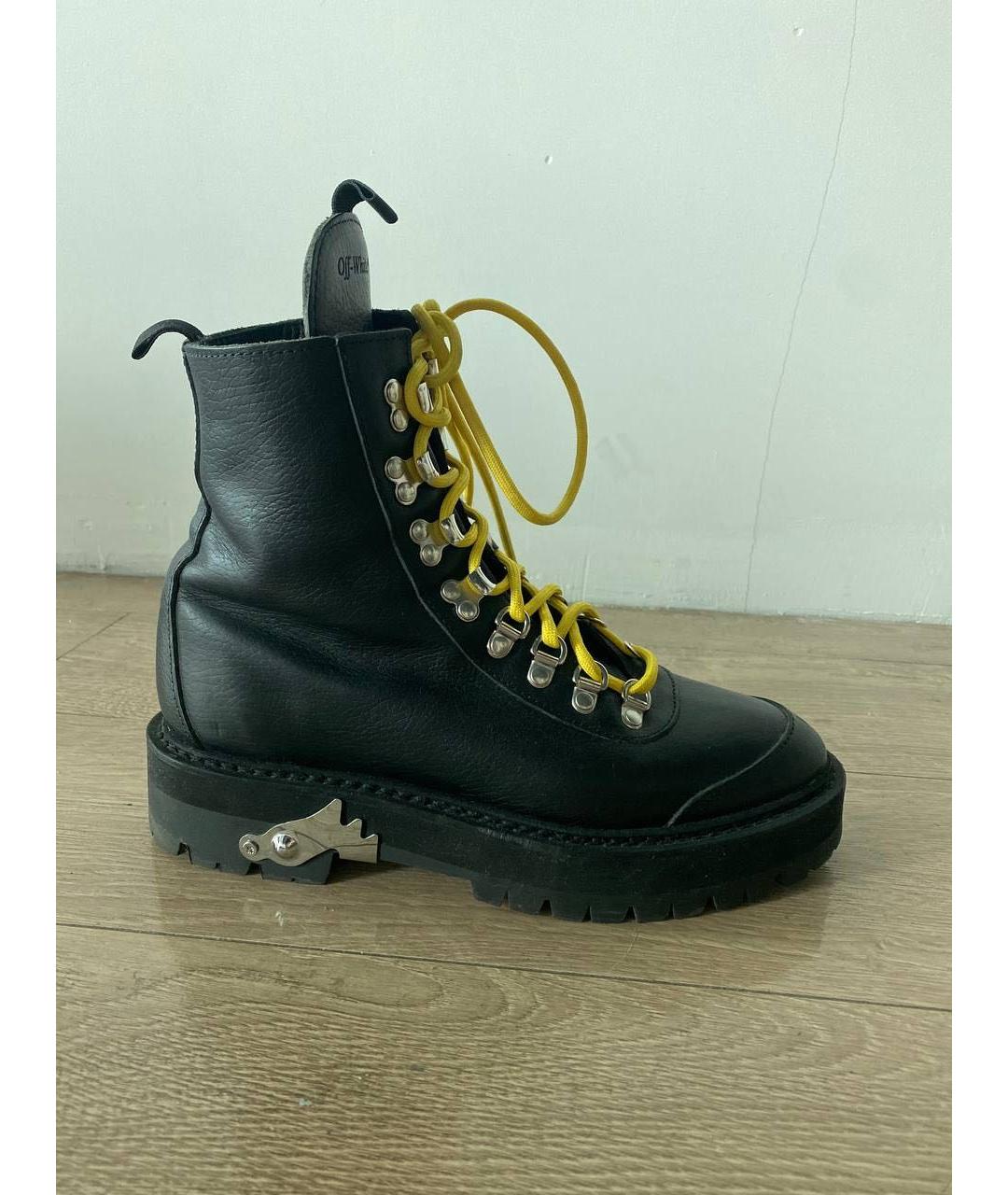 OFF-WHITE Черные кожаные ботинки, фото 8