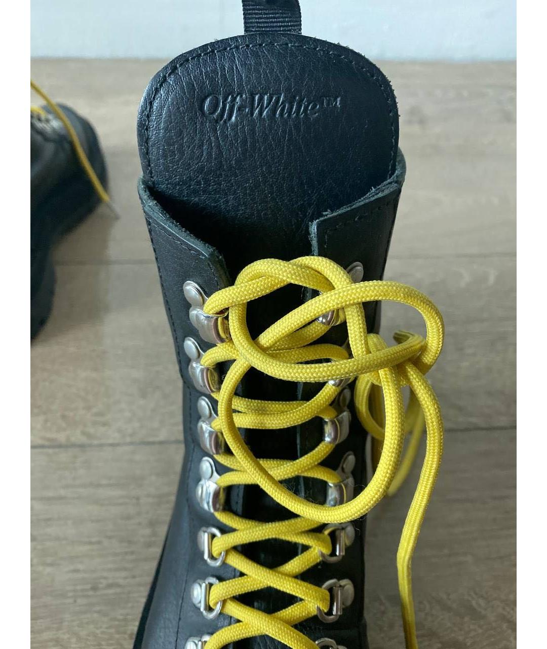 OFF-WHITE Черные кожаные ботинки, фото 5