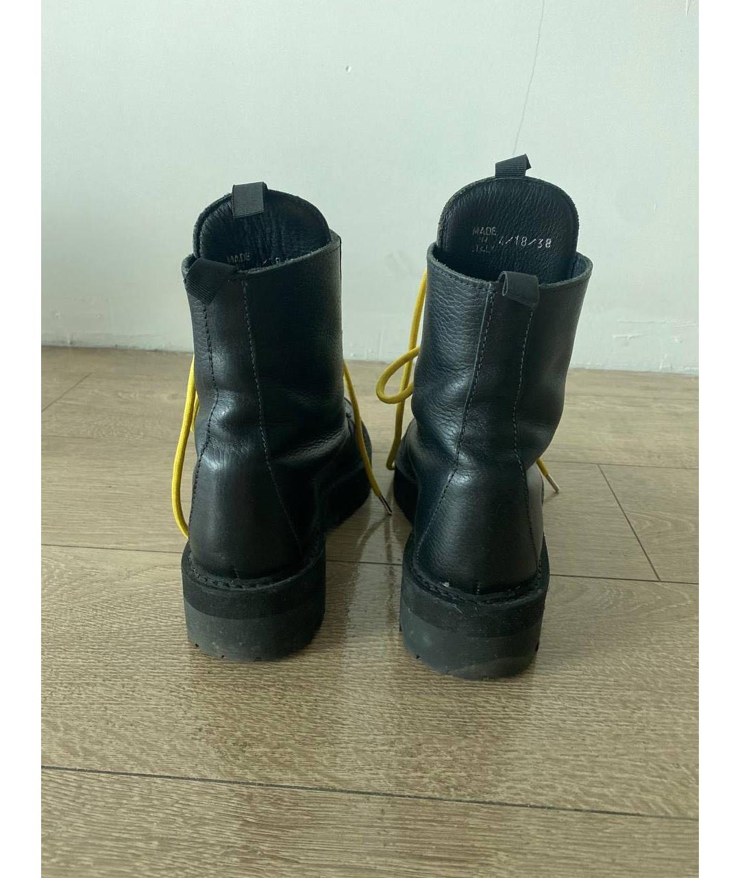 OFF-WHITE Черные кожаные ботинки, фото 3
