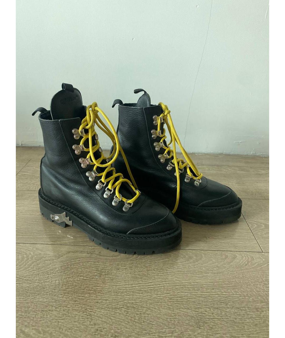 OFF-WHITE Черные кожаные ботинки, фото 4