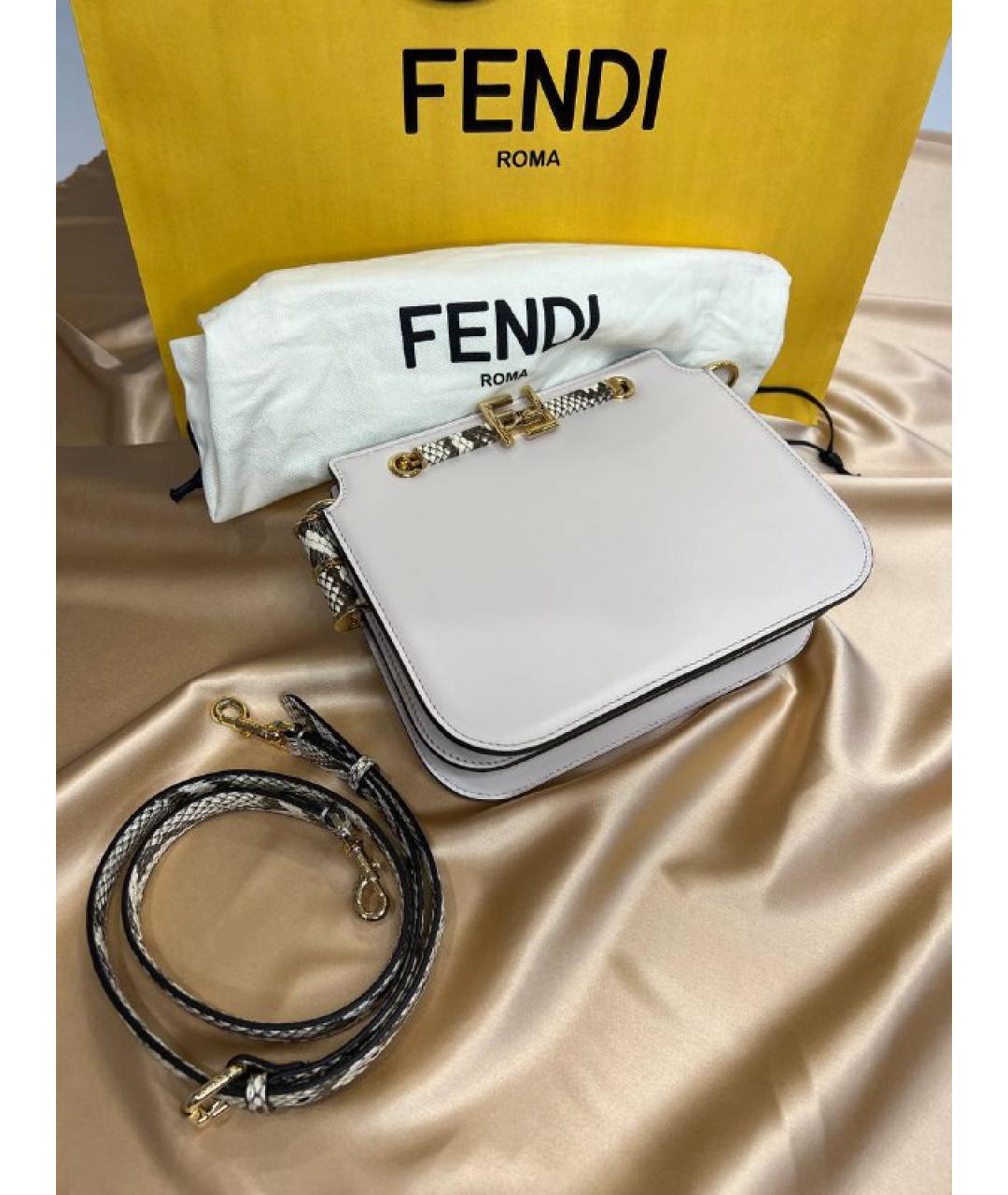 FENDI Бежевая кожаная сумка через плечо, фото 2