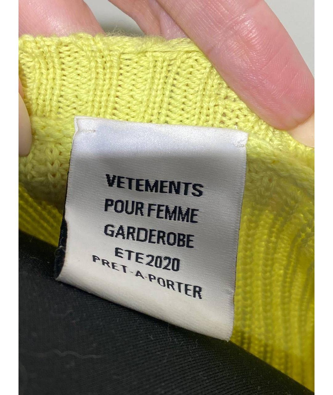 VETEMENTS Желтый хлопковый джемпер / свитер, фото 4