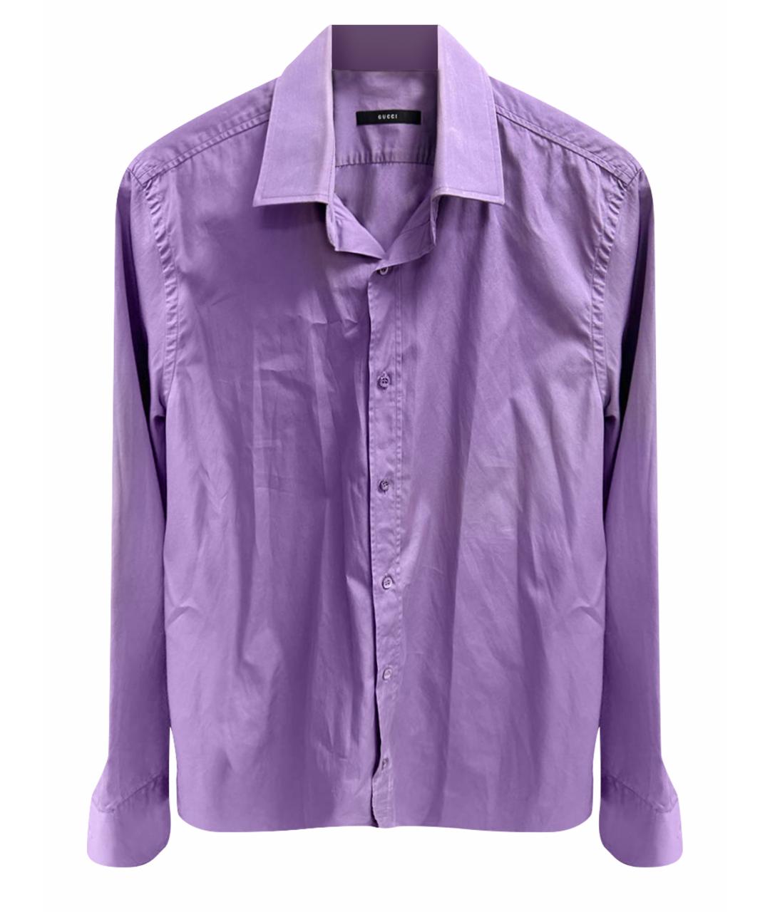 GUCCI Фиолетовая хлопковая классическая рубашка, фото 1