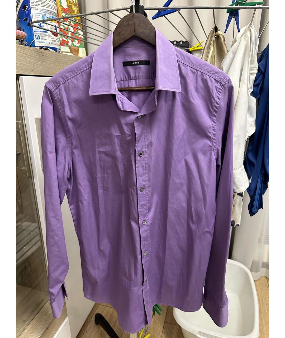 GUCCI Фиолетовая хлопковая классическая рубашка, фото 6