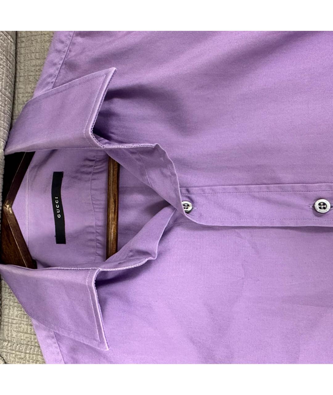 GUCCI Фиолетовая хлопковая классическая рубашка, фото 5