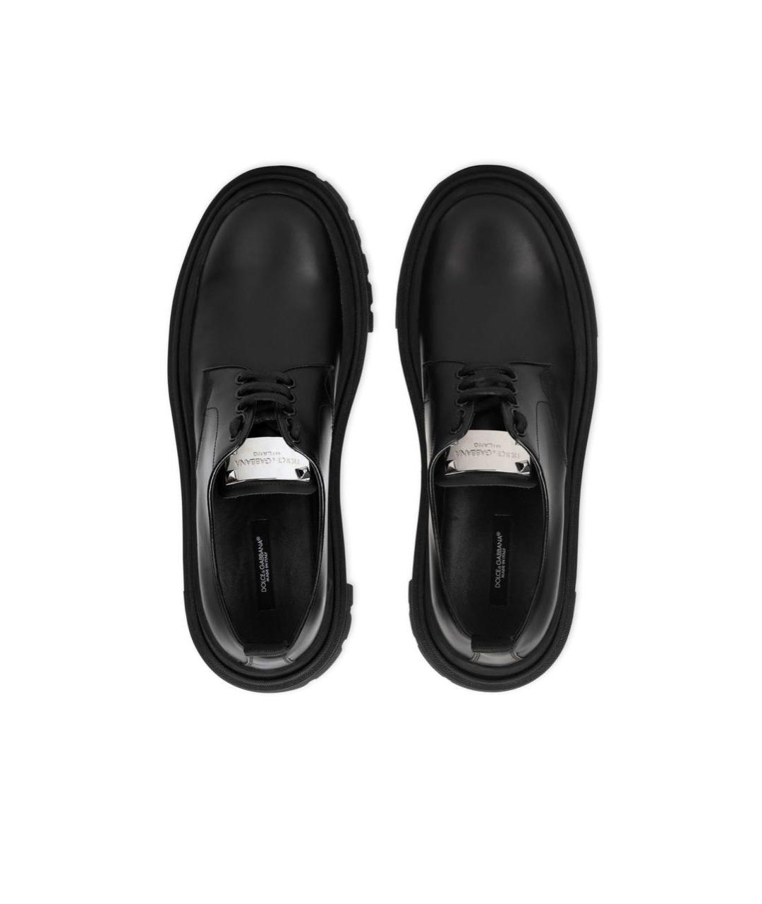 DOLCE&GABBANA Черные кожаные низкие ботинки, фото 3