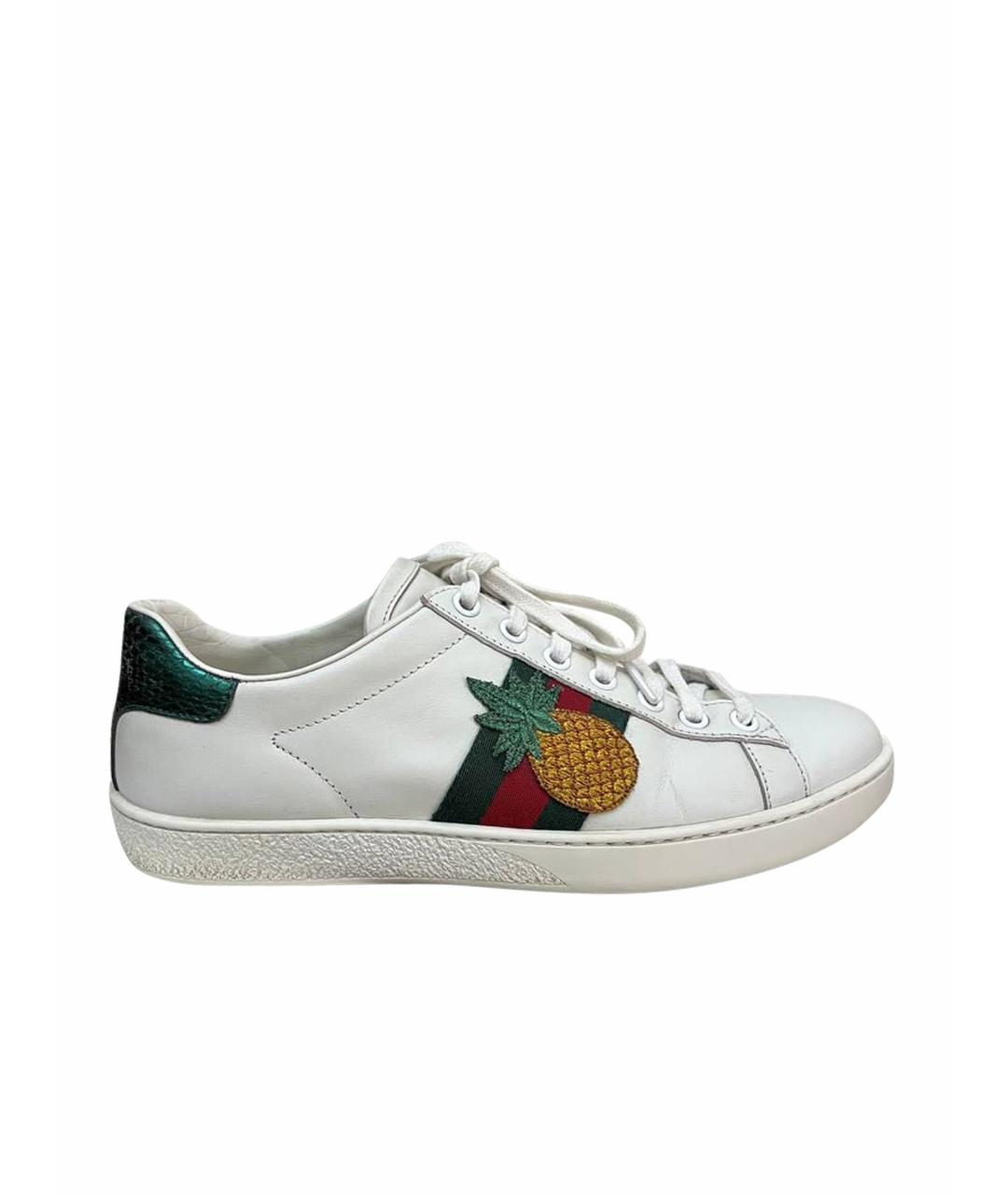 GUCCI Белые кожаные кеды, фото 1