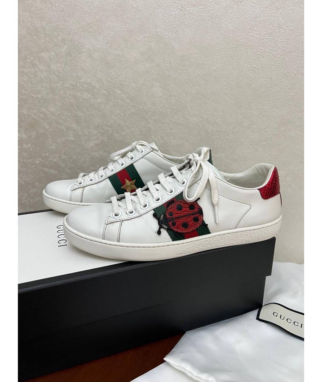 GUCCI Белые кожаные кеды, фото 2