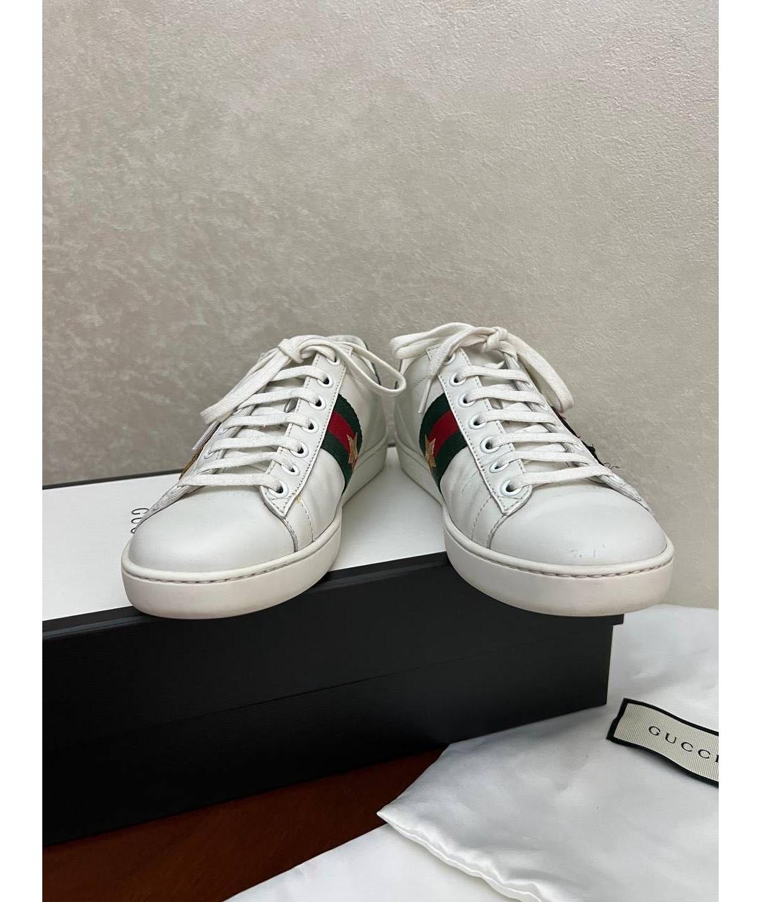 GUCCI Белые кожаные кеды, фото 3