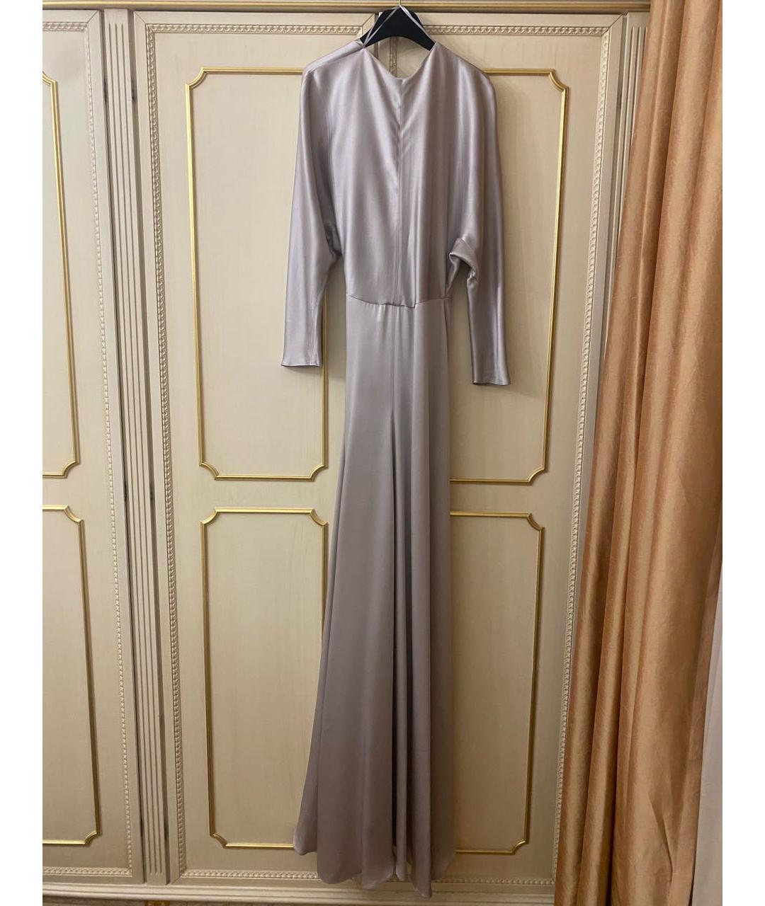 JENNY PACKHAM Серебряное шелковое вечернее платье, фото 2
