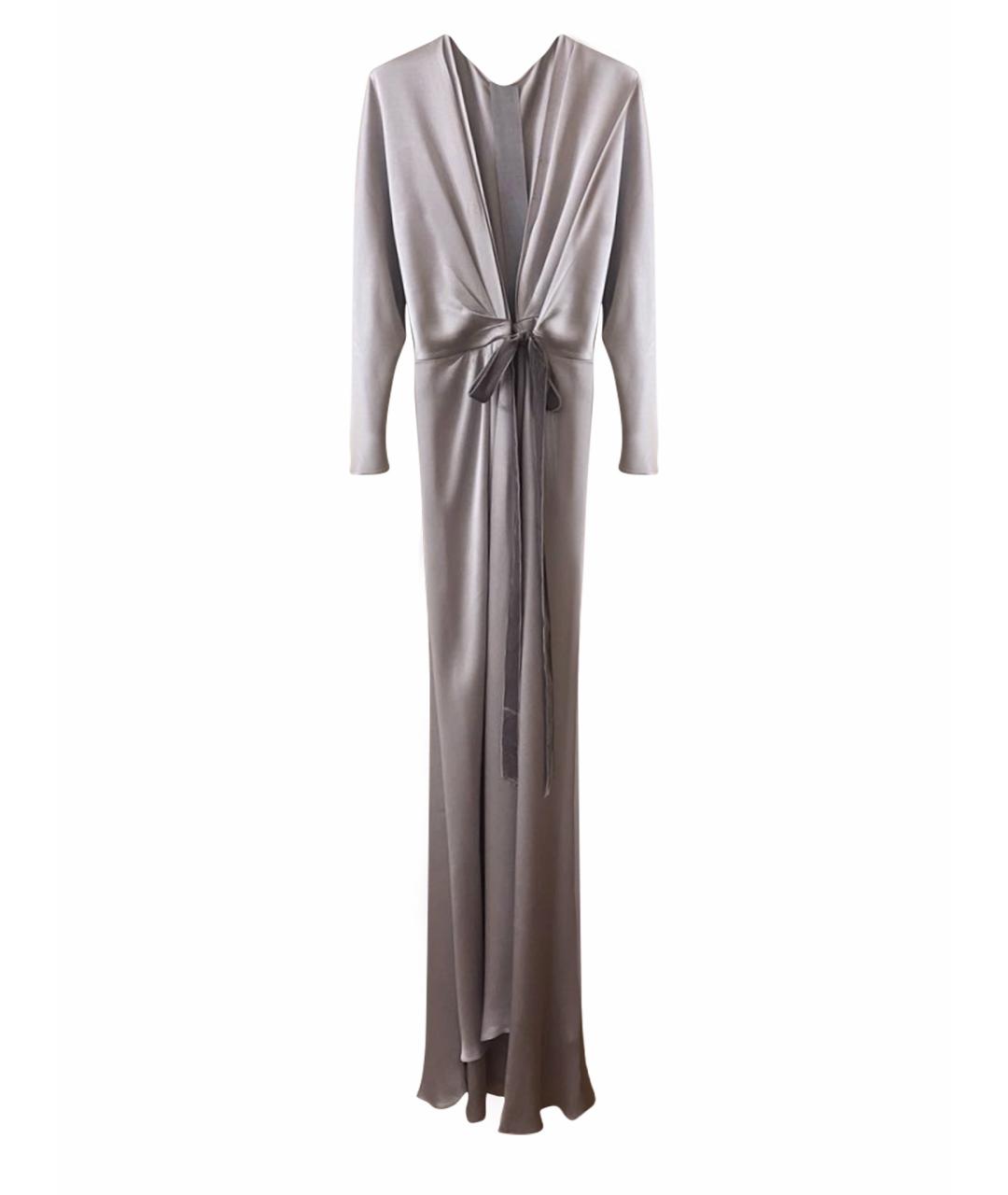 JENNY PACKHAM Серебряное шелковое вечернее платье, фото 1