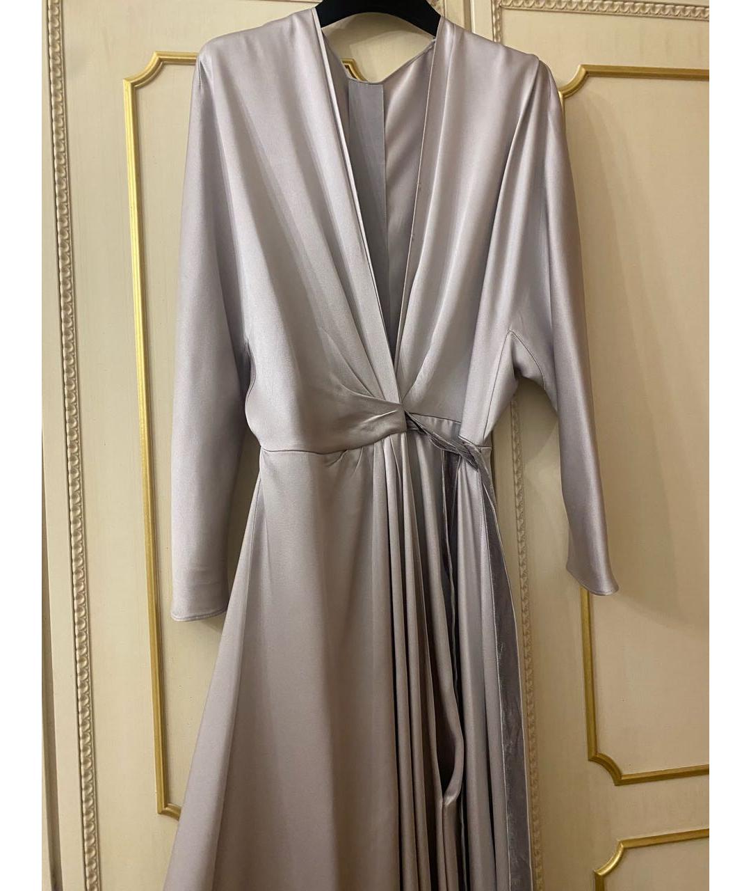 JENNY PACKHAM Серебряное шелковое вечернее платье, фото 5