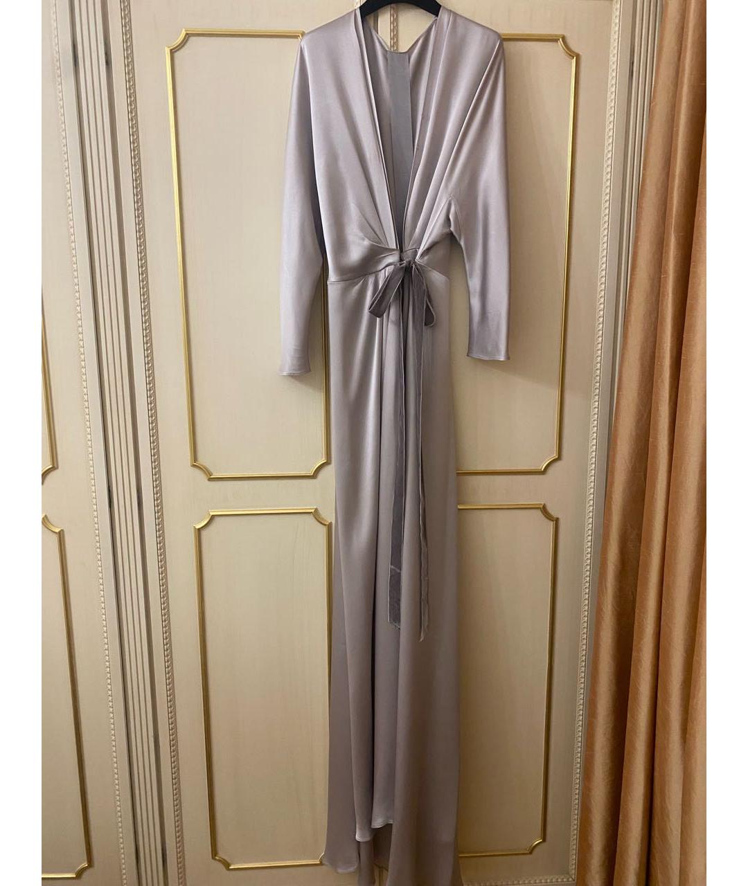 JENNY PACKHAM Серебряное шелковое вечернее платье, фото 6